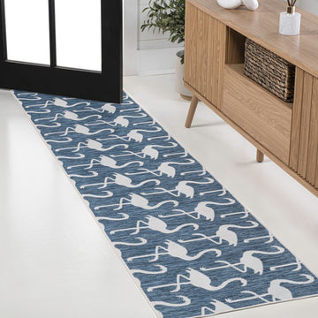 Liana Casual Coastal Flamingos Two-tone Indoor/Outdoor Area Rug
